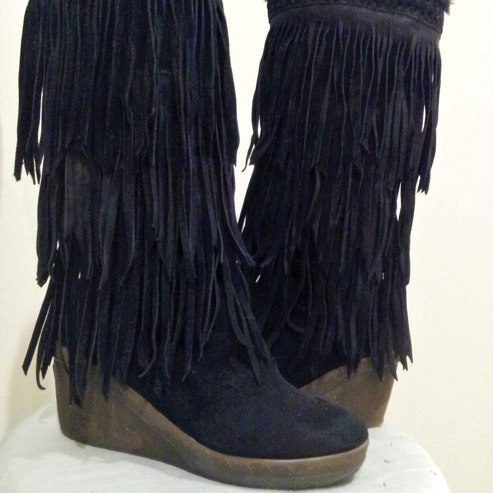 BearPaw Sundown Shearling Black Knee-High Boot 9
